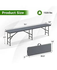Gymax 2PCS 6 ft Plastic Folding Bench w/ 1320 Lbs Capacity Handle & Lock For Outdoor
