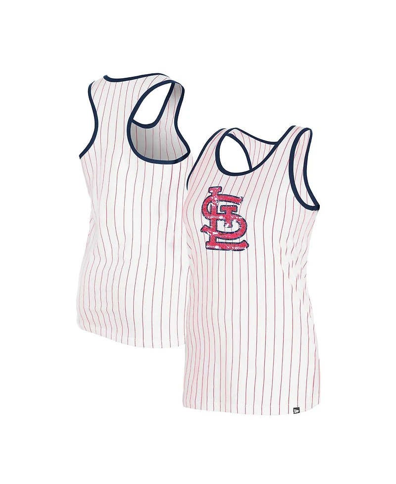 New Era Women's White St. Louis Cardinals Gameday Pinstripe Tank Top