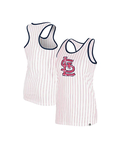 New Era Women's White St. Louis Cardinals Gameday Pinstripe Tank Top