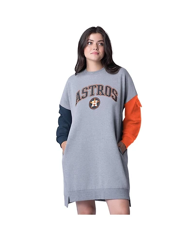 G-iii 4Her by Carl Banks Women's Heather Gray Houston Astros Free Ball Long Sleeve Sneaker Dress