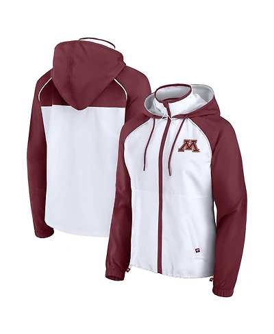 Fanatics Women's White Minnesota Golden Gophers Full-Zip Anorak Hoodie Jacket
