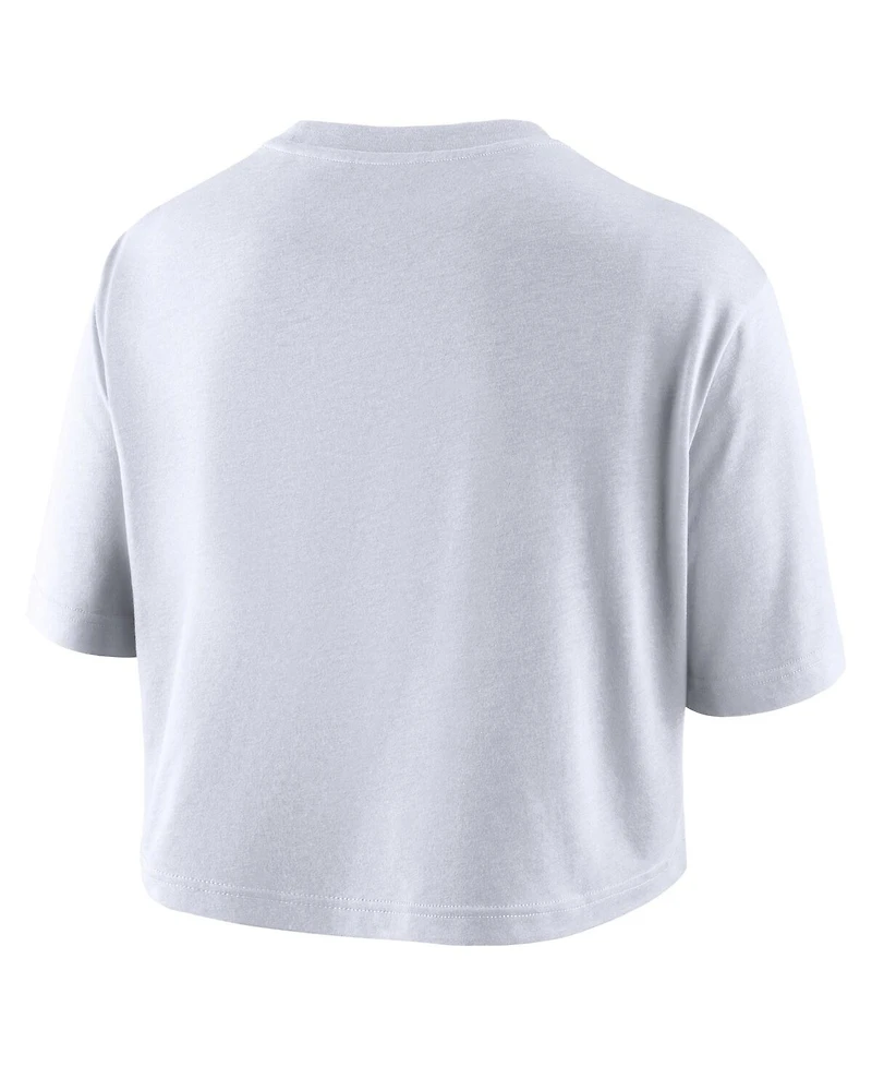 Nike Women's White Indiana Fever Basketball Tonal Wordmark Cropped T-Shirt