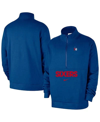 Nike Men's Blue Philadelphia 76ers Courtside Club Half-Zip Jacket