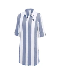 Tommy Bahama Women's Navy/White Dallas Cowboys Rugby Beach Stripe Button-Up Tunic Top