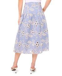 CeCe Women's Eyelet-Embroidered Wide-Waist Midi Skirt