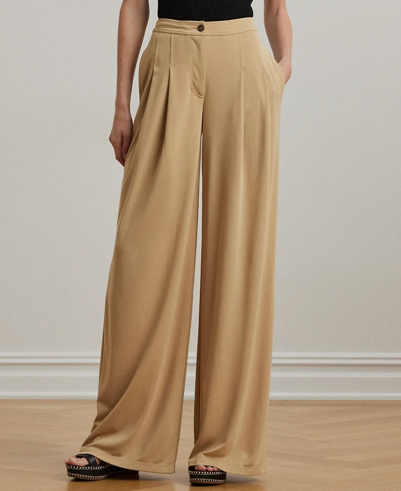 Lauren Ralph Lauren Women's Pleated Stretch Jersey Wide-Leg Pants
