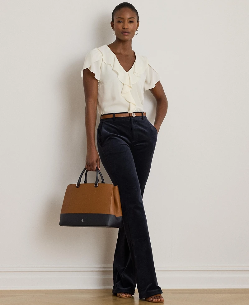 Lauren Ralph Women's Ruffle-Trim Georgette Blouse