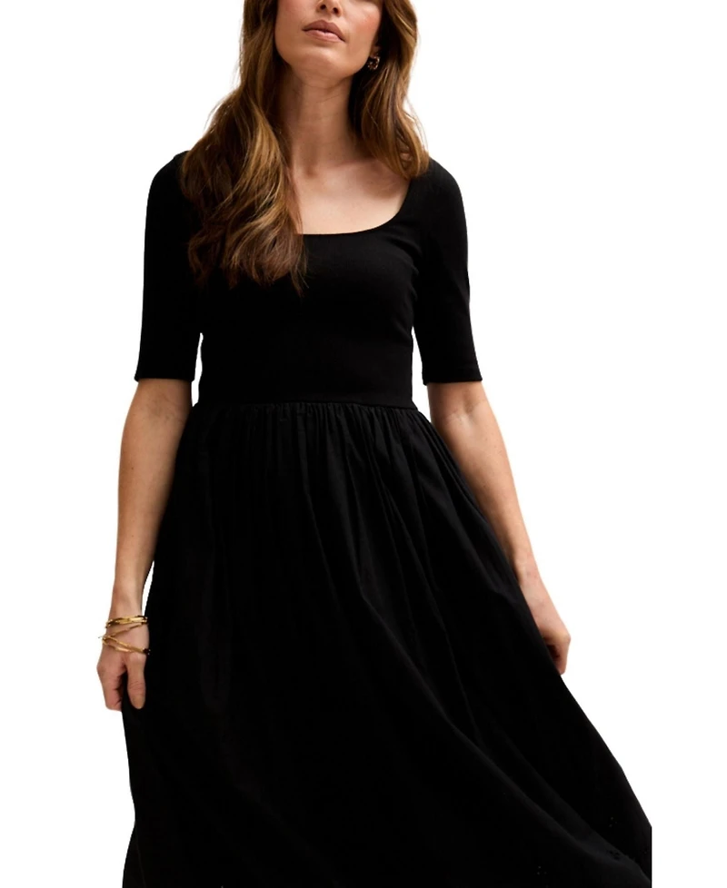 Lily and Lionel London Women's Sydney Short Sleeve Jersey Bodice Embroidered Midi Dress