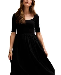 Lily and Lionel London Women's Sydney Short Sleeve Jersey Bodice Embroidered Midi Dress