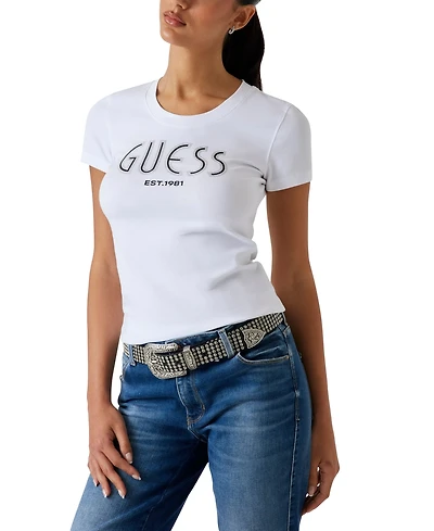 Guess Women's Short-Sleeve Crewneck Logo Tee