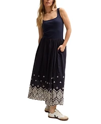 Lily and Lionel London Women's Cora Sleeveless Jersey Bodice Embroidered Midi Dress