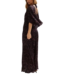 Lily and Lionel London Women's Lydia Angel Sleeve Midnight Tiger Print Maxi Dress