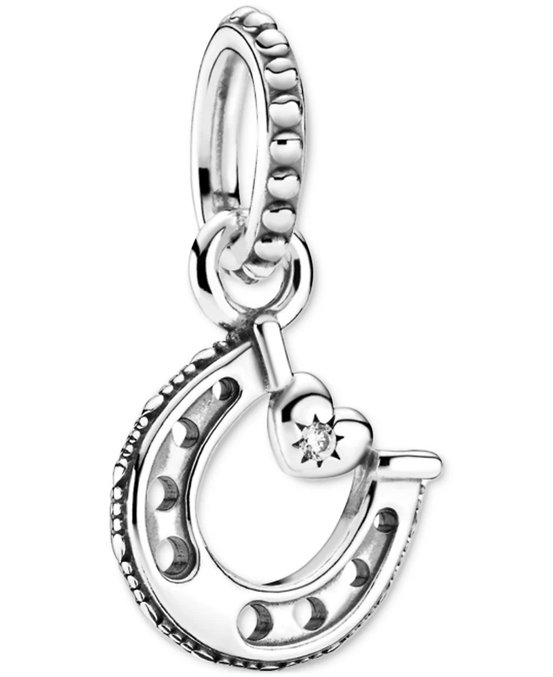 Pandora Cubic Zirconia Horseshoe & Heart Dangle Charm