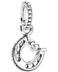 Pandora Cubic Zirconia Horseshoe & Heart Dangle Charm