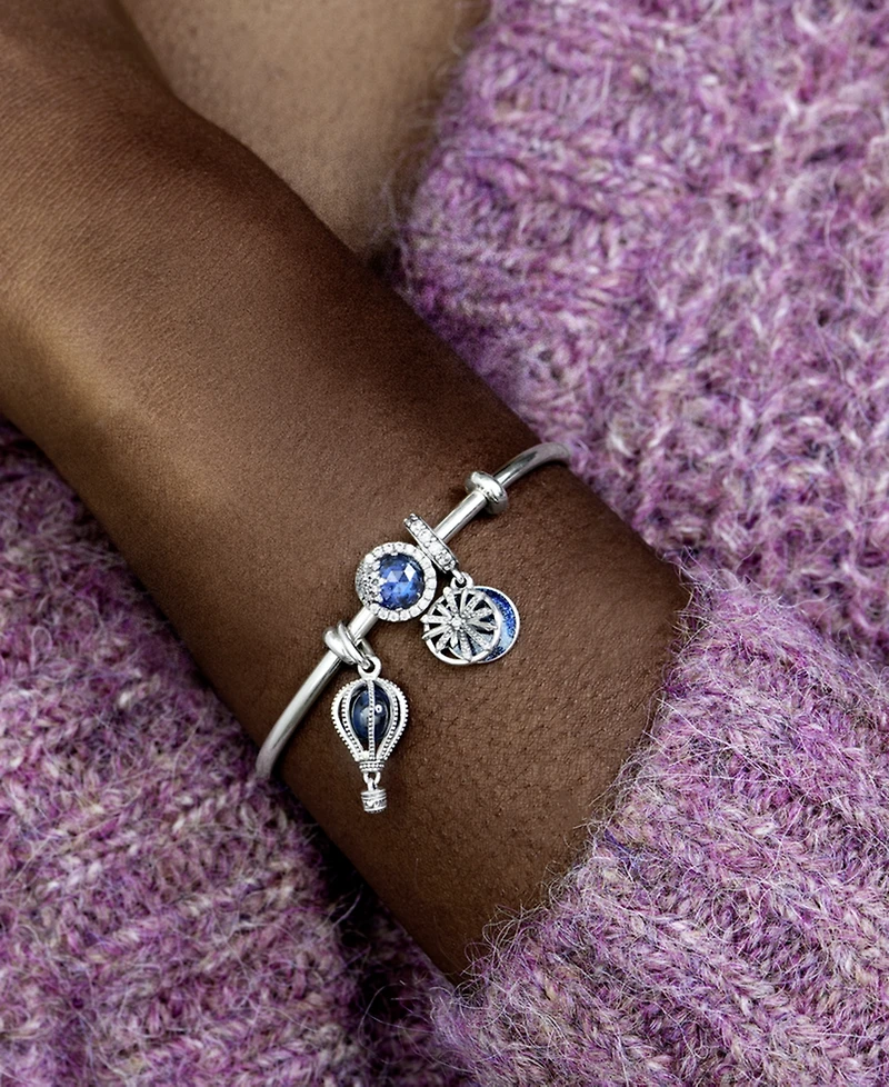 Pandora Sterling Silver and Blue Crystal Air Balloon Dangle Charm