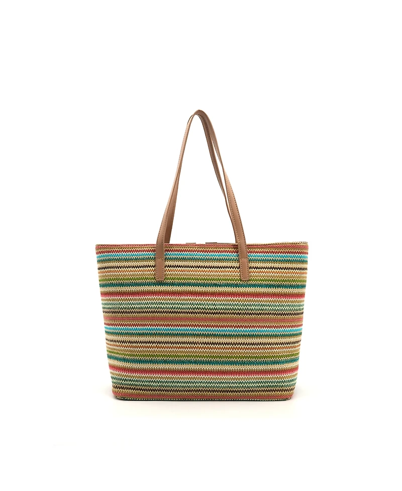Like Dreams Liora Straw Striped Tote Bag