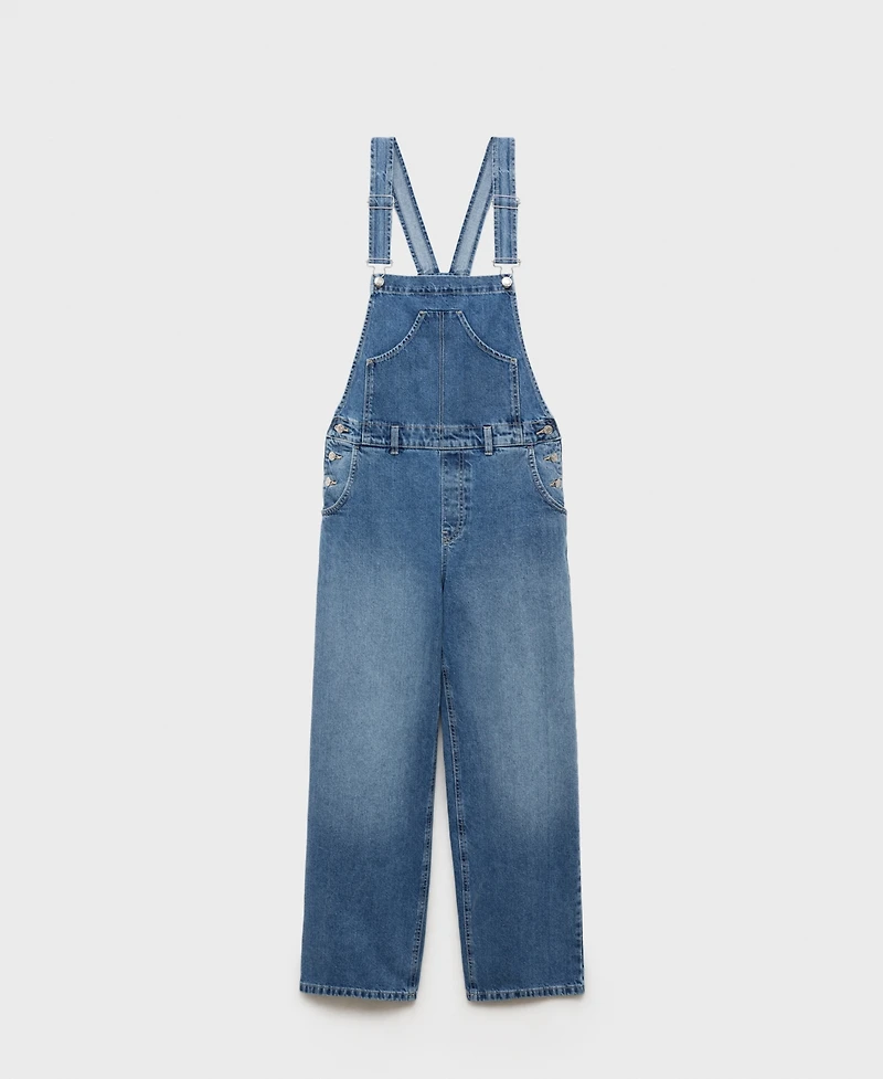 Mango Women's Straight Denim Dungarees