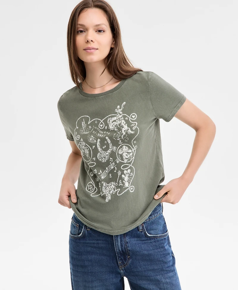 Lucky Brand Women's Western Rope Frame Classic Crew Tee