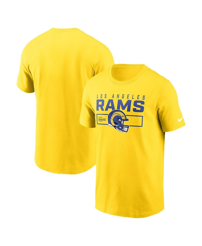 Nike Men's Gold Los Angeles Rams Primetime Helmet Essential T-Shirt