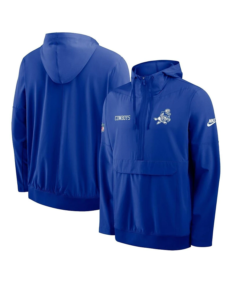 Nike Men's Royal Dallas Cowboys Sideline Alt Pack Anorak Half-Zip Hoodie Jacket