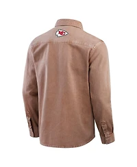 Darius Rucker Collection by Fanatics Men's Brown Kansas City Chiefs Garment Dyed Long Sleeve Full Snap Shirt
