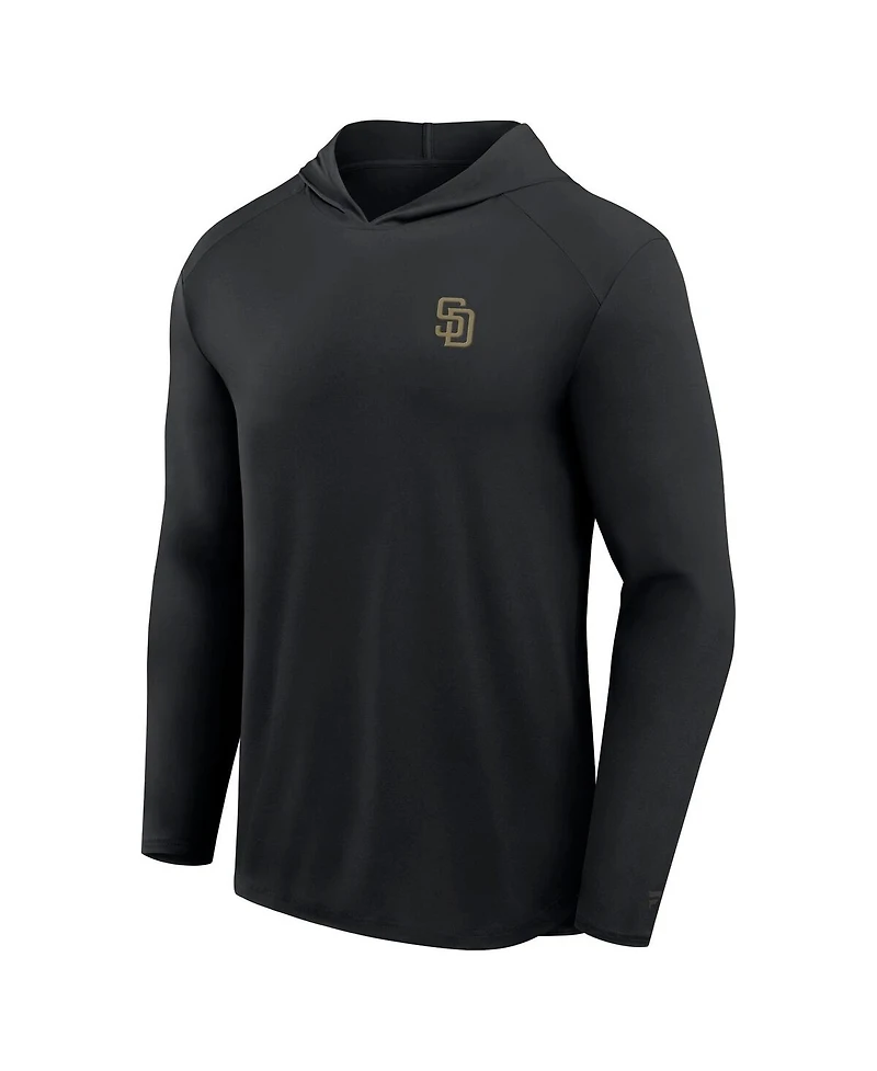 Fanatics Men's Black San Diego Padres Front Office Power Mono Long Sleeve Hoodie T-Shirt