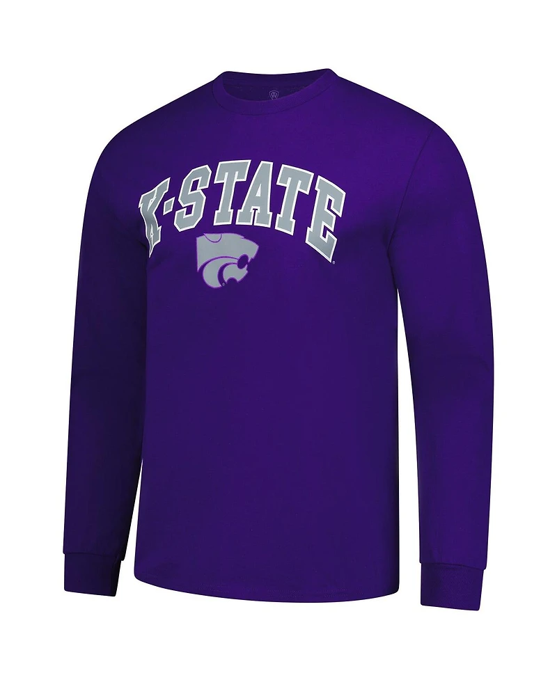 Fanatics Unlabeled Men's Purple Kansas State Wildcats Logo Long Sleeve T-Shirt