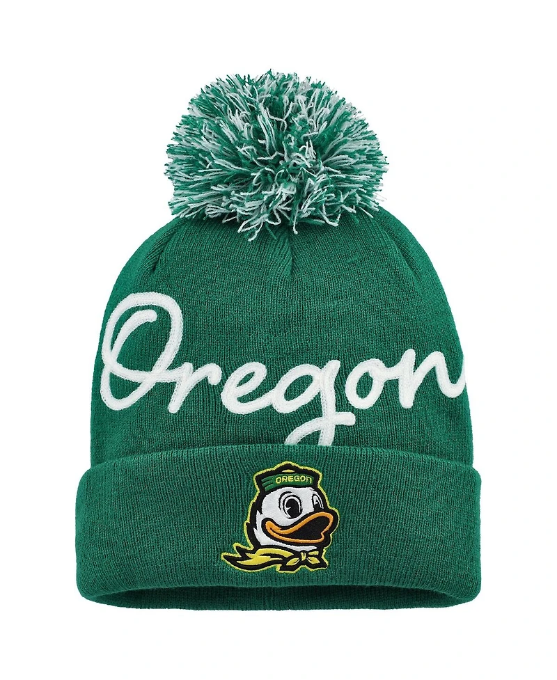 Fanatics Women's Green Oregon Ducks Excel Cuffed Knit with Pom Hat
