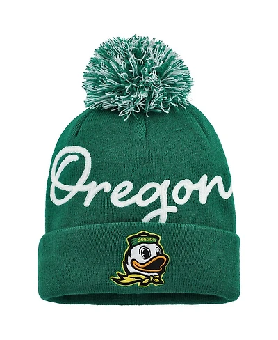 Fanatics Women's Green Oregon Ducks Excel Cuffed Knit with Pom Hat