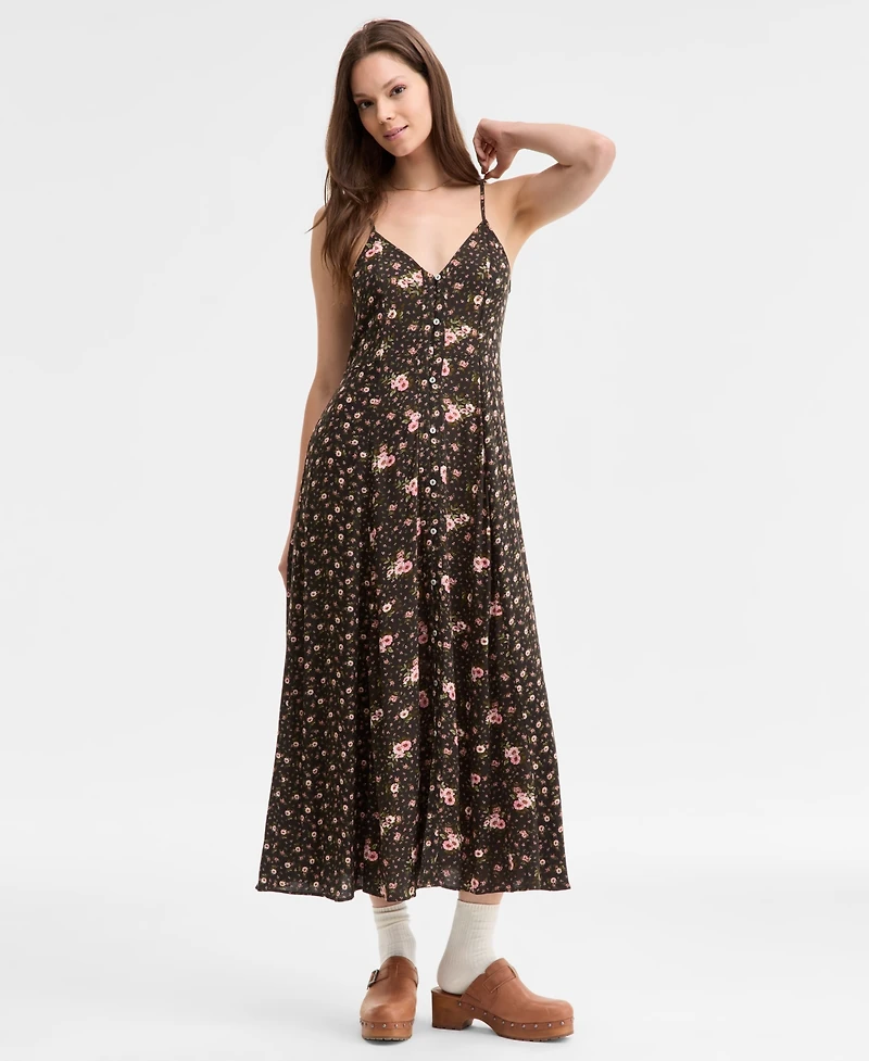 Lucky Brand Print Mix Button Through Midi Dress