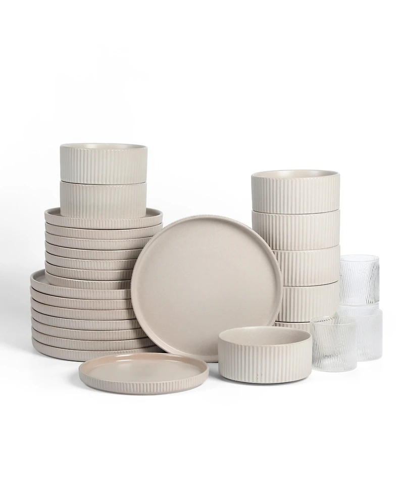 Stone Lain Haven 32 Pc. Dinnerware & Glassware Set, Service for 8
