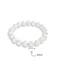 Bling Jewelry Classic Ball Round White Strand Simulated Pearl Stretch Bracelet 8MM Beads