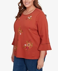 Alfred Dunner Plus Classic Tossed Floral Flutter Sleeve Top