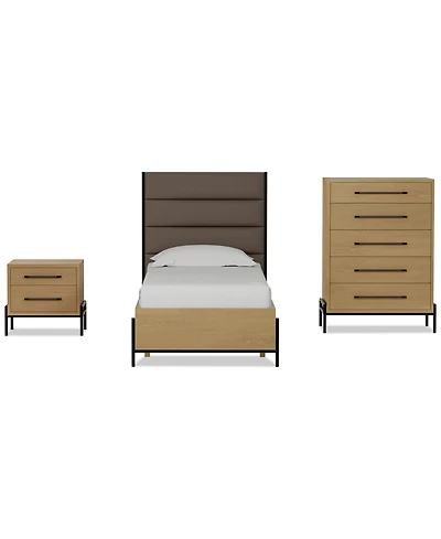 Linstead 3-Pc. Twin Upholstered Set (Bed, Chest & Nightstand), Created for Macy's
