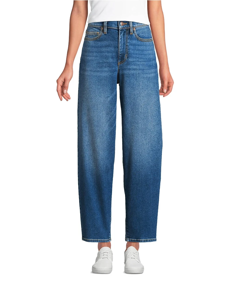 Lands' End Women's Recover High Rise Barrel Leg Ankle Jeans