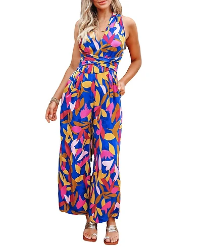 Cupshe Women's Bold Floral Self Tie Jumpsuit