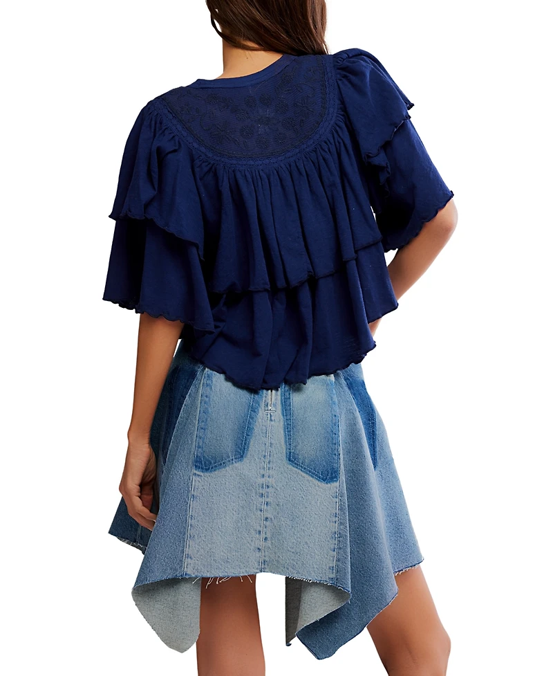 Free People Women's Rose Party Ruffled Cotton Top