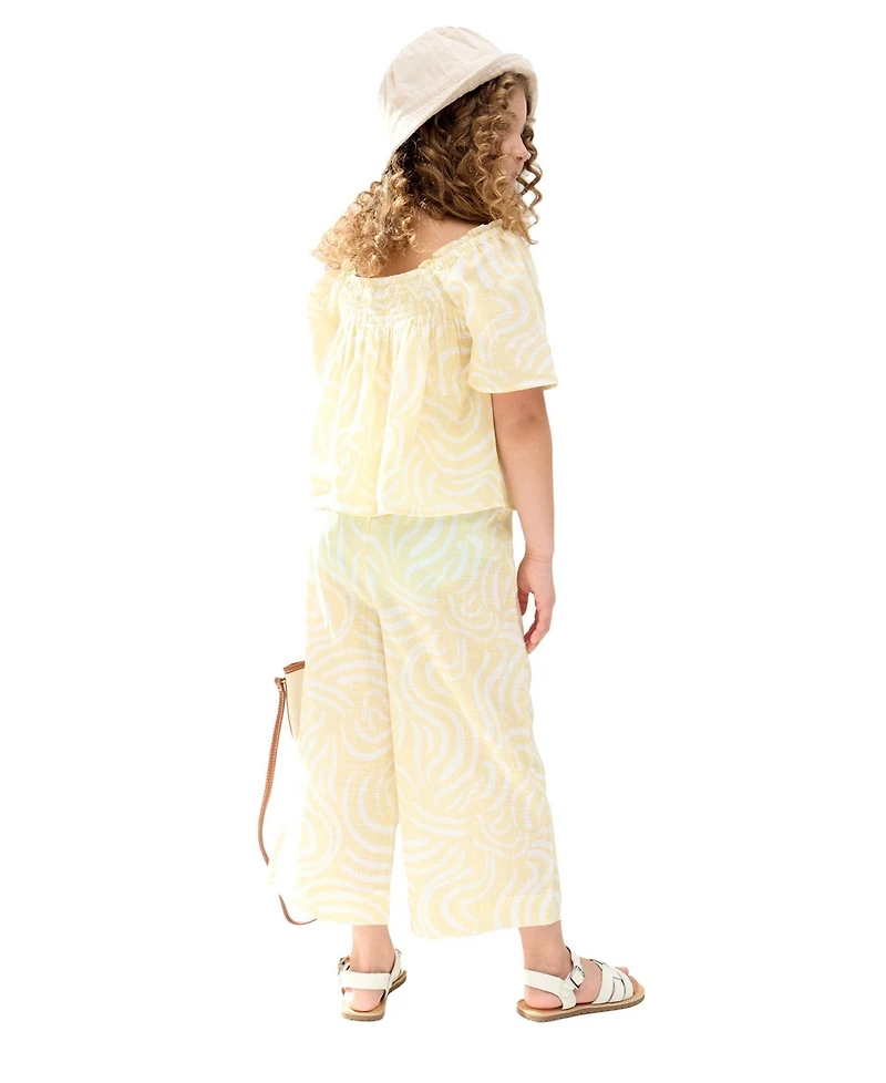 Raffya Kids Little Girls Nia Shirred Neck Zebra Swirl Print Co-Ords Set