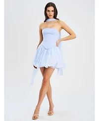 Miss Circle Women's Valentina Baby Blue Boned Curve Edge Peplum Mini Dress