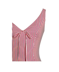 Miss Circle Women's Oceana Red Candy Stripe Drop Waist Midi Dress