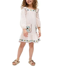 Raffya Kids Lisa Square Neck Embroidered Dress