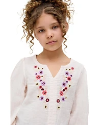 Raffya Kids Dina V-Neck Embroidered Blouse