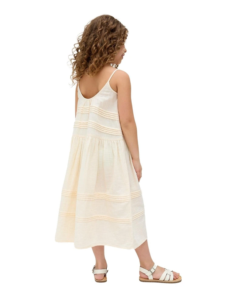 Raffya Kids Swish Pin Tuck Embroidered Dress