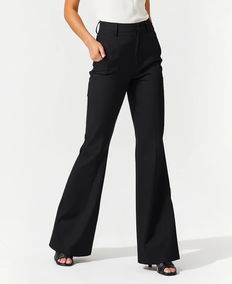 Modenaire Women's High-Waisted Wide-Leg Tailored Trousers