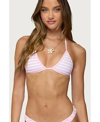 Edikted Women's Jayla Striped Triangle Bikini Top