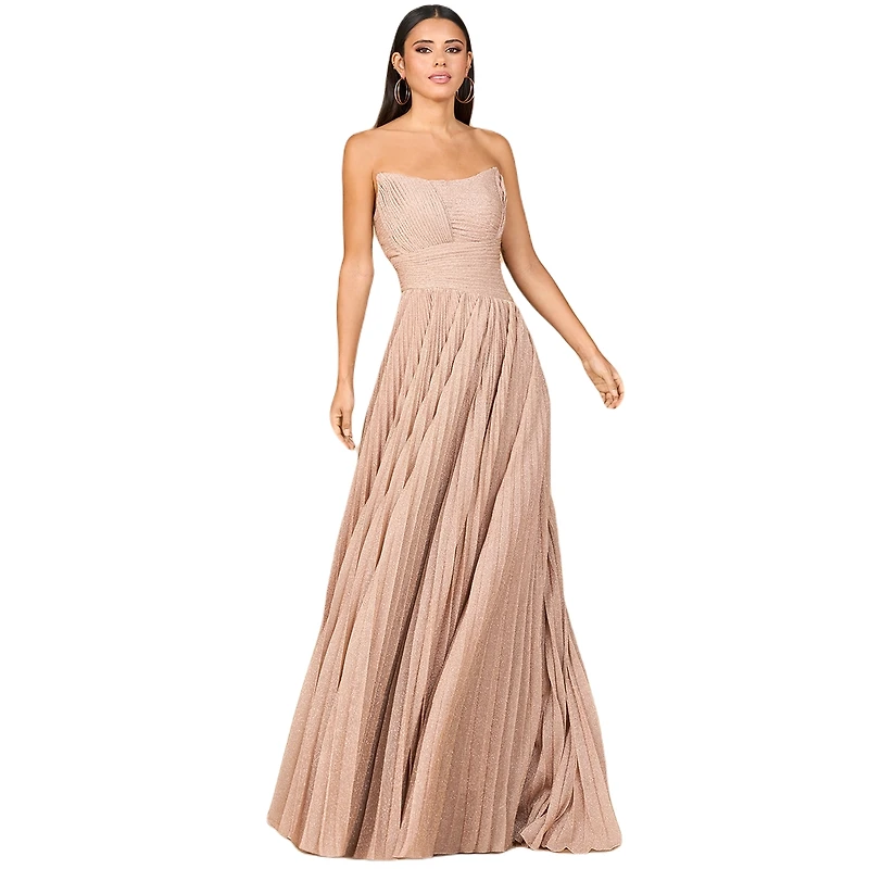 Lara Women's Flowing Pleated, Strapless Dress