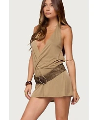 Edikted Women's Lukka Backless Halter Wrap Mini Dress