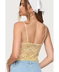 Edikted Womens Sheer Lace Cut Out Tank Top