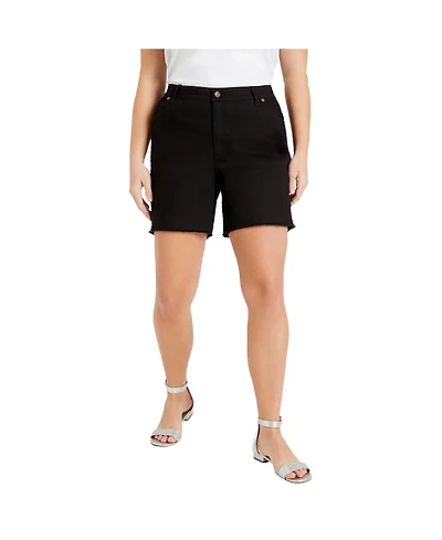 June + Vie Women's June + Vie Raw Hem Curvie Fit Denim Shorts