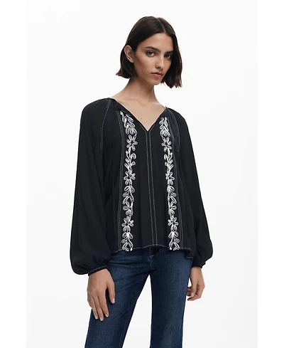 Desigual Women's Blouse with contrast embroidery